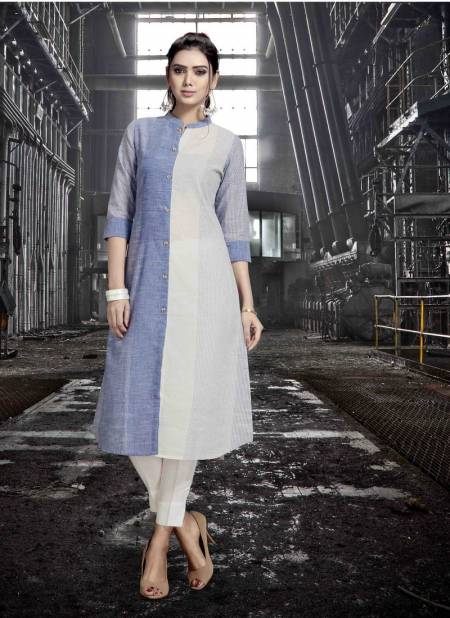 White And Sky Blue Colour New Exclusive Ethnic Wear Rayon Printed Designer Kurti Collection RADIANT-4